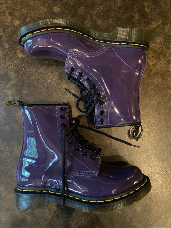 Dr. Martens Shoes - Dr. Martens Purple Patent Lace-Up Combat Boots
